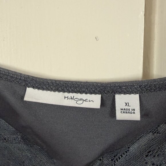 Halogen Grey Lace Trim and Straps Tank Top Y2K Aesthetic Grunge Millennial - Picture 4 of 8